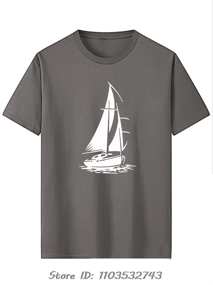 Men's Clothing Oversized T-shirt Funny Yacht Boat Ship Sea Ocean Waves Casual Fitness T Shirt Handsome Raglan Cotton Tshirt