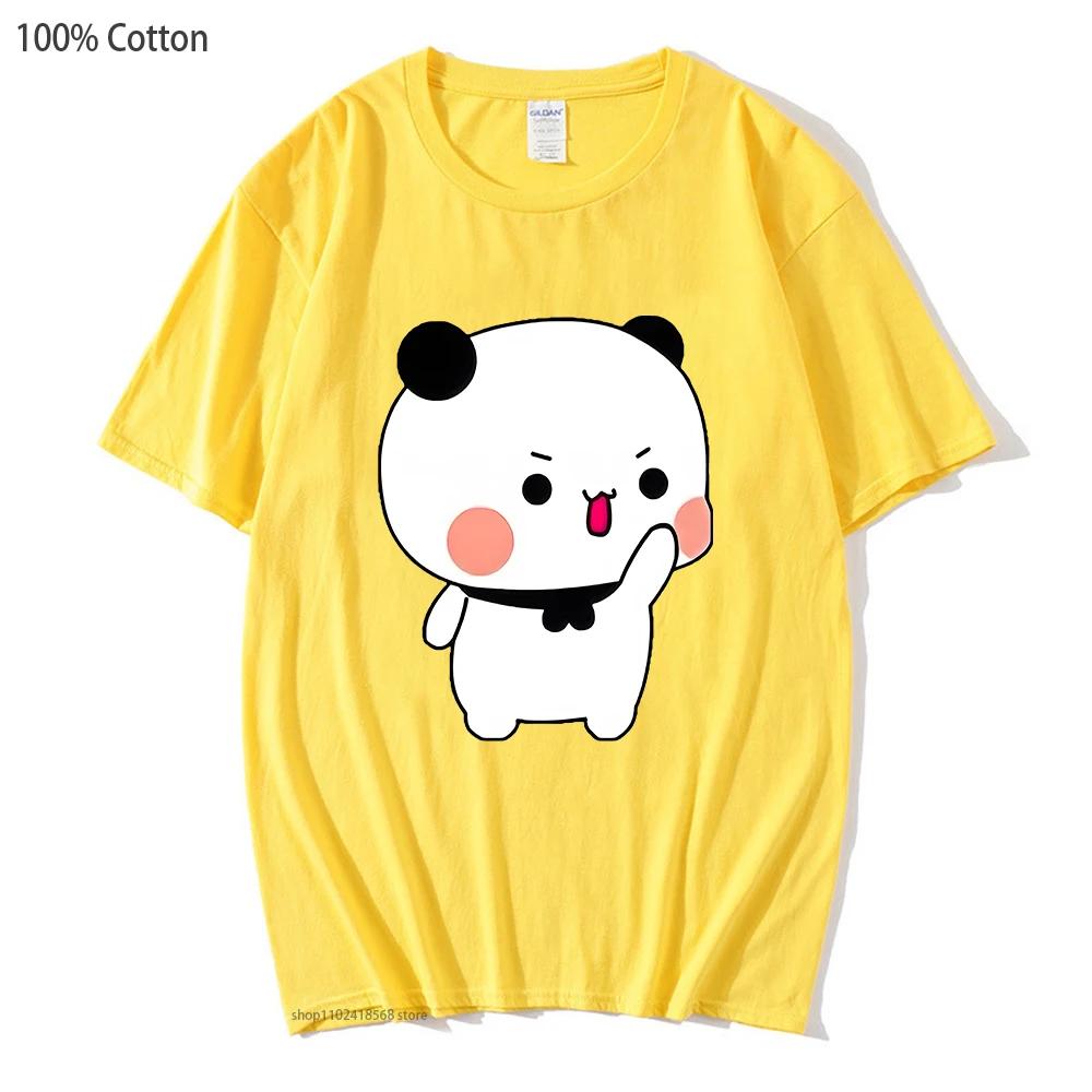 Couple T-Shirts Bubu with Dudu T-Shirts Cartoon Cute Panda and Brownie Bear Tshirt Men Women Cotton Shirt Kawaii Top