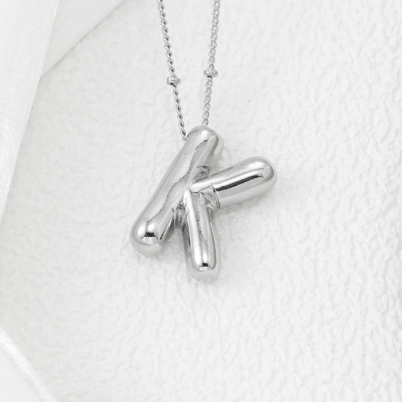 Smooth Chunky Bubble Initial letter Pendant Necklace Women Personality Jewelry Gold Balloon 26 Letter Necklaces