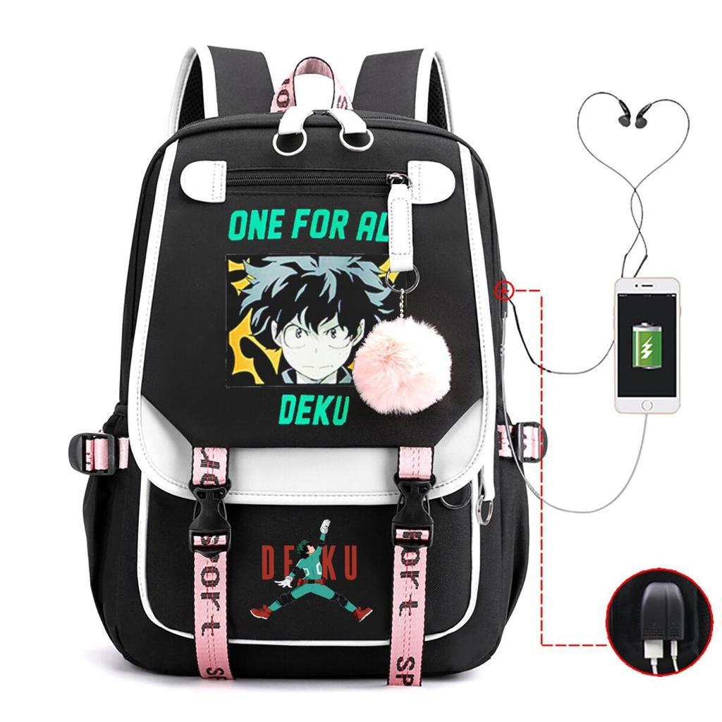 Casual schoolbag animation my hero academy peripheral printing large capacity junior high school students USB backpack