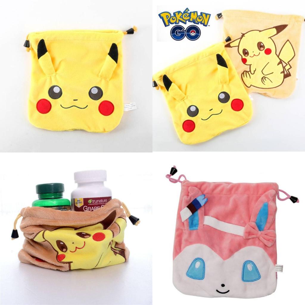 Pokmon Insulated Fur Drawstring Pouch For Travel Storage And Gift Packaging