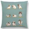 Mais Novos Animais Yoga Estampas de Desenho Animado Engraçadas Capa de Almofada Alpaca Coelho Dachshund Bull Terrier Hipopótamo Cães Panda Capa de Almofada para Sofá