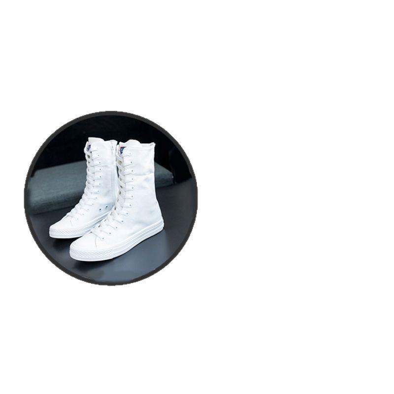 Side Zipper Inner Height-increasing Canvas Shoes Women's 2025 Spring and Autumn New Versatile All-black High-top Shoes Canvas Short Boots