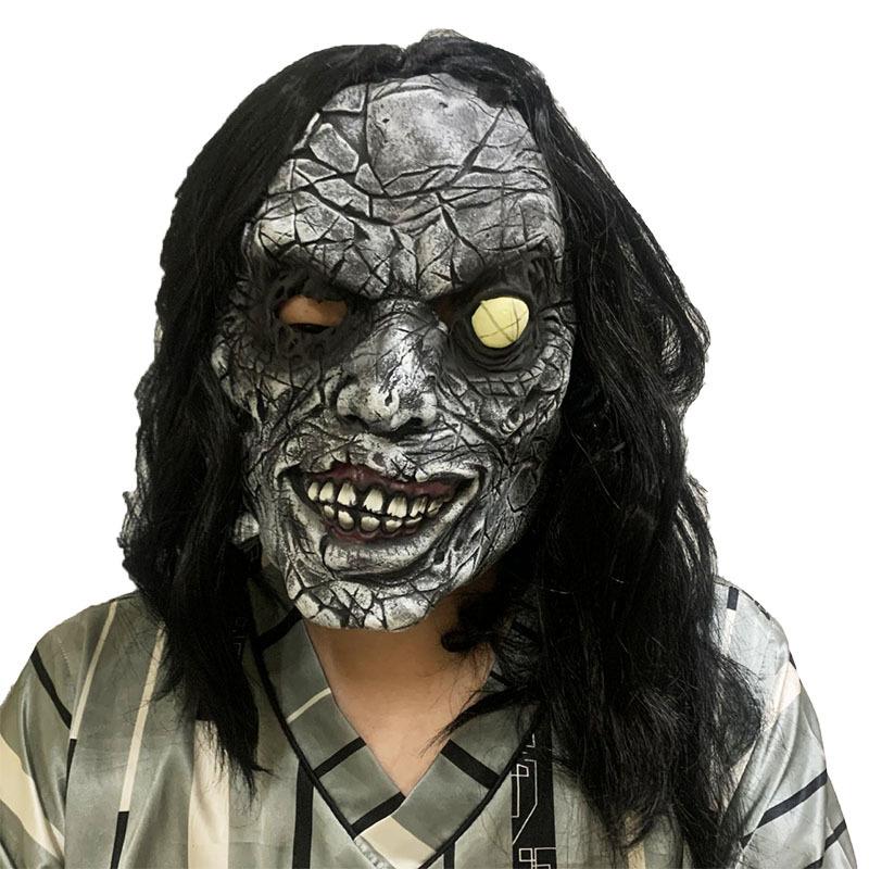 

Black-haired one-eyed zombie spoof horror prank mask One size сірий