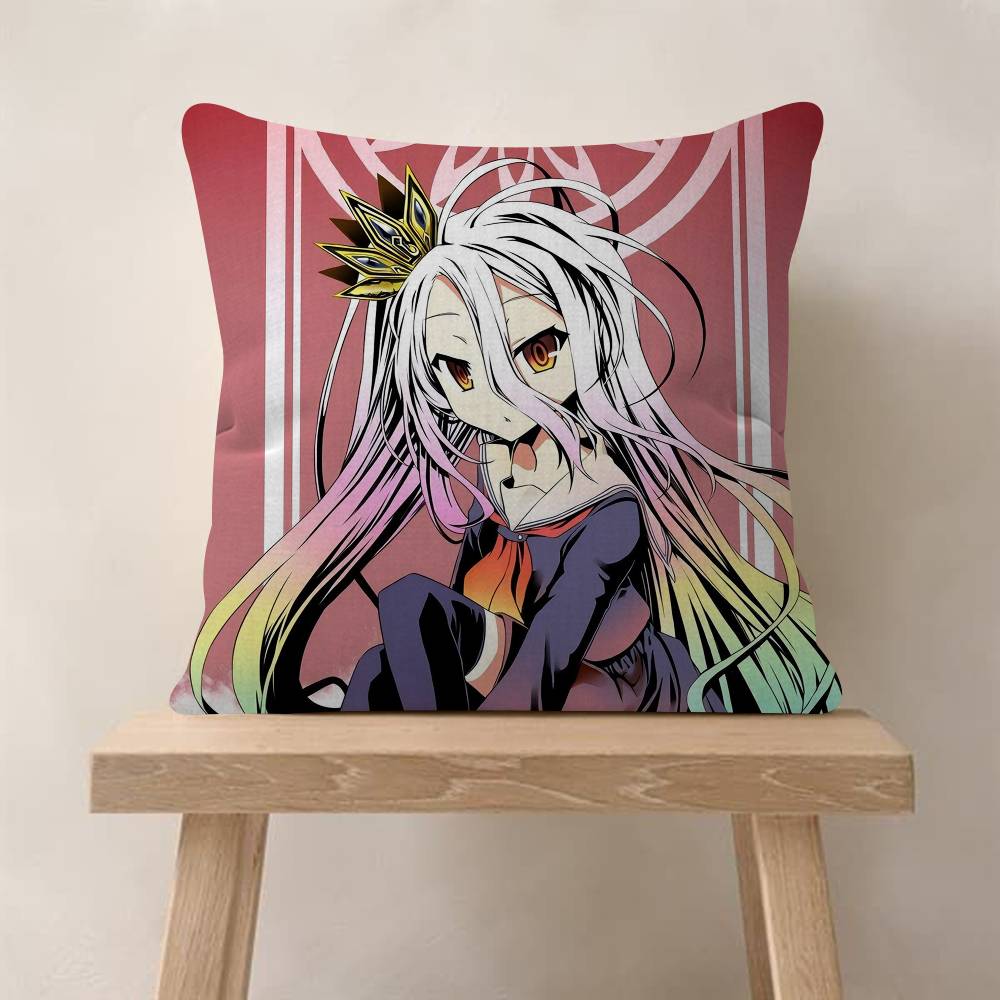 NNo Game No Life Anime Pillow Covers Cartoon Sofa Decorative Home Doublesided Printing Short Plush Cute Cushion Cover