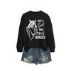 Womens Oversized Long Sleeve Hoodie Top With Horse Lover Graphic Print Cotton Blend Casual Sweatshirt Winter