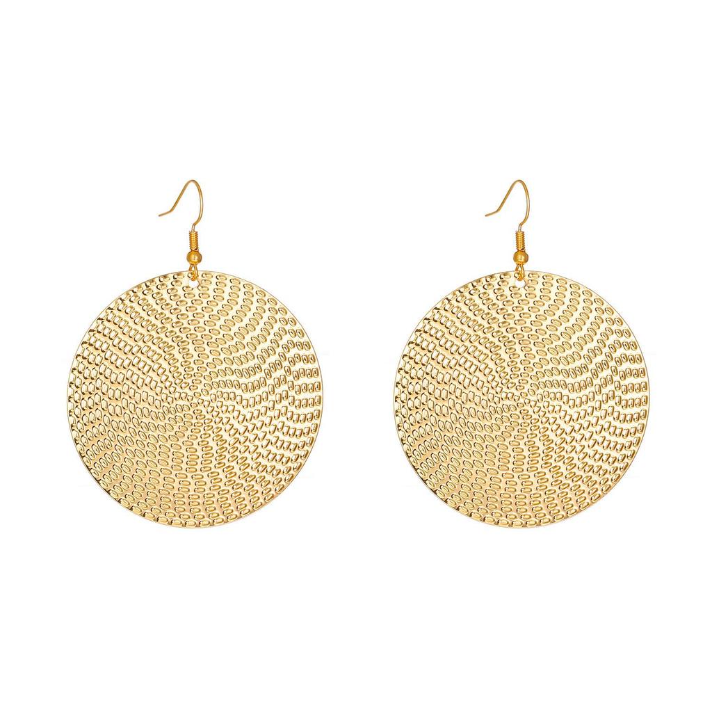 Exaggerated Alloy Plated Round Hoop Earrings - European & American Retro Style