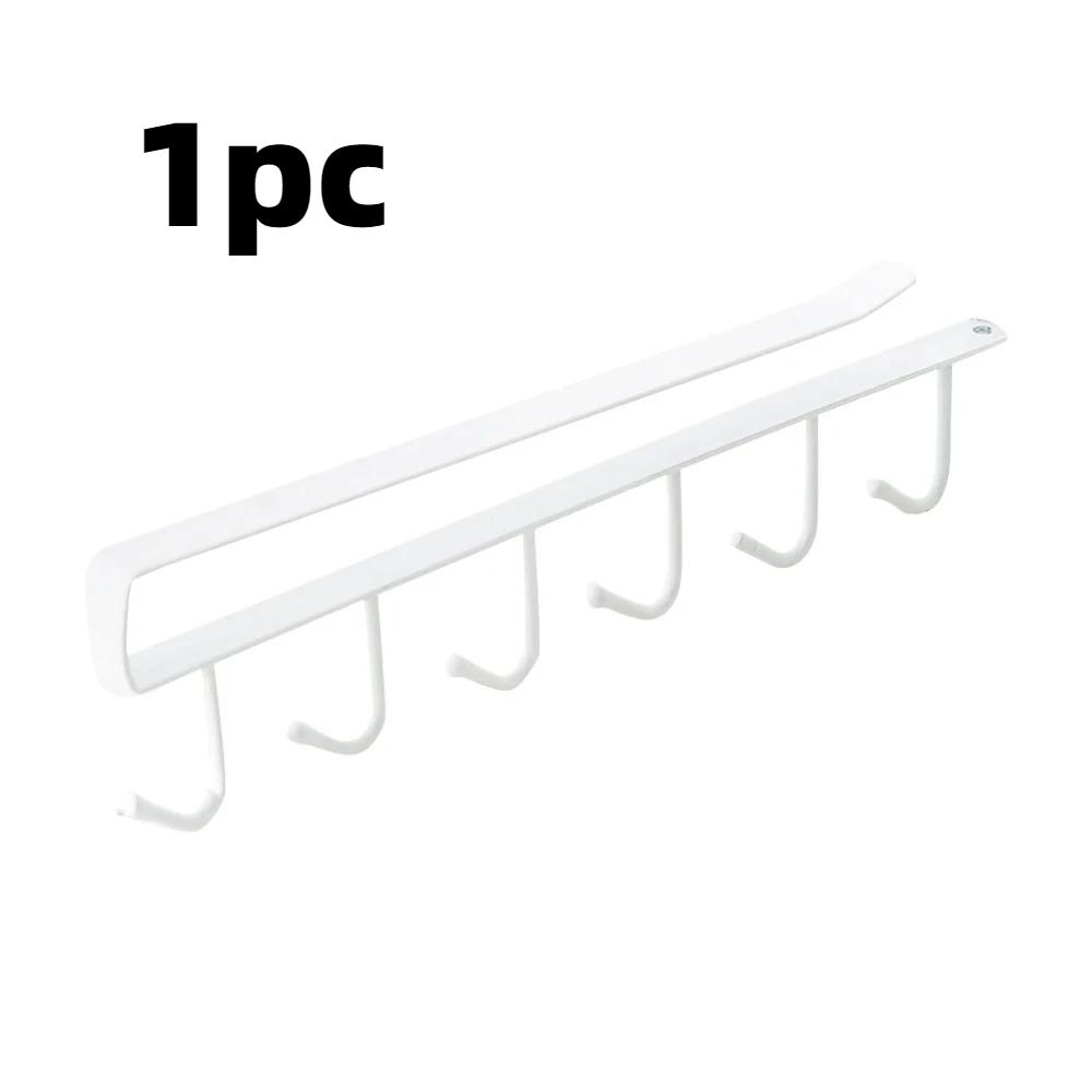 

6 Hook Coffee Cup Mug Holder Plastic Cabinet Kitchen Storage Rack Multifunction Hook Shelf Sundry Organizer Storage Hanger