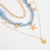 Ocean Style Sea Star Conch Pendant Necklace Sweet Cool Style Geometric Splicing Clavicle Chain