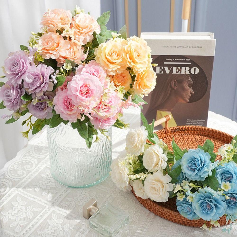 DIY Decoration Artificial Peony Bouquet 7 Heads Simulated Flower Fake Flowers  Photography Props