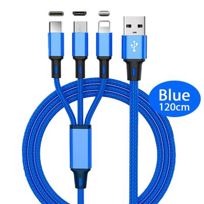 Cable de carga USB rápido para Samsung Universal 3 en 1 Cable de cargador de teléfono celular multifunción tipo C