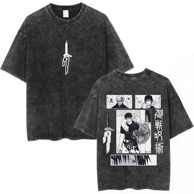 Anime Jujutsu Kaisen Fushiguro Toji Πλυμένο T-shirt Ανδρικό Γυναικείο Μόδα Hip Hop Oversized T-shirt Βαμβακερά Καθημερινά T-shirts Streetwear