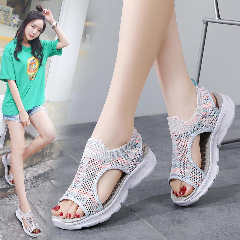 Women's Sandals Summer  Beach Breathable Flat Shoes Open Toe Casual Soft Walking Sandals for Girl Plus Size