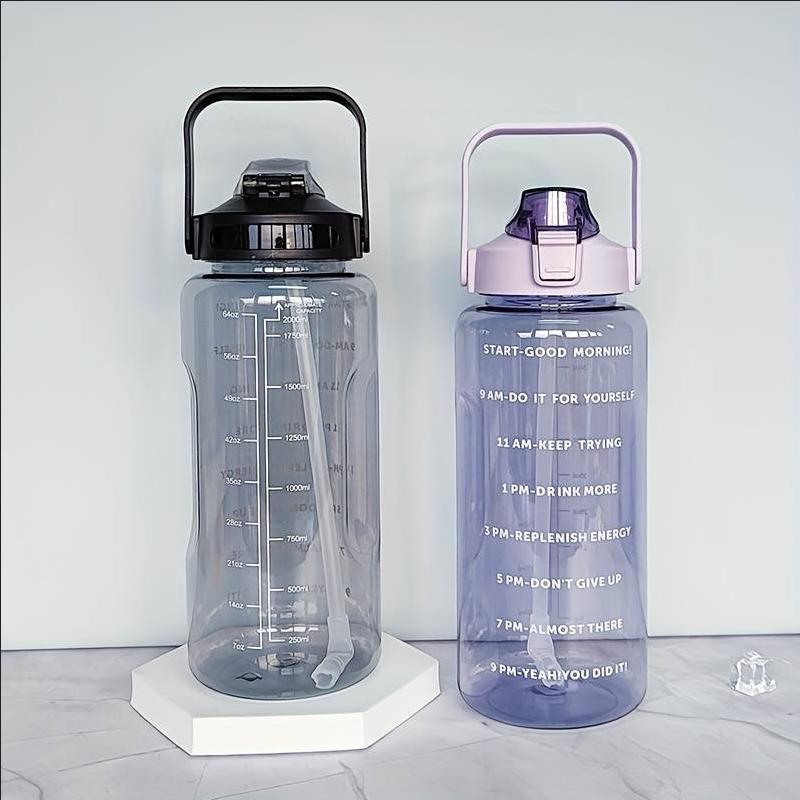 1pc Large Capacity Portable Water Bottle with Time Marker for Cycling, Running, and Travel - Clear and Convenient