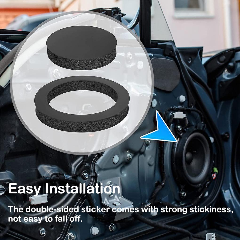 4 Pieces Car Door Speaker Sound Deadening Rings Circular Pad Circle