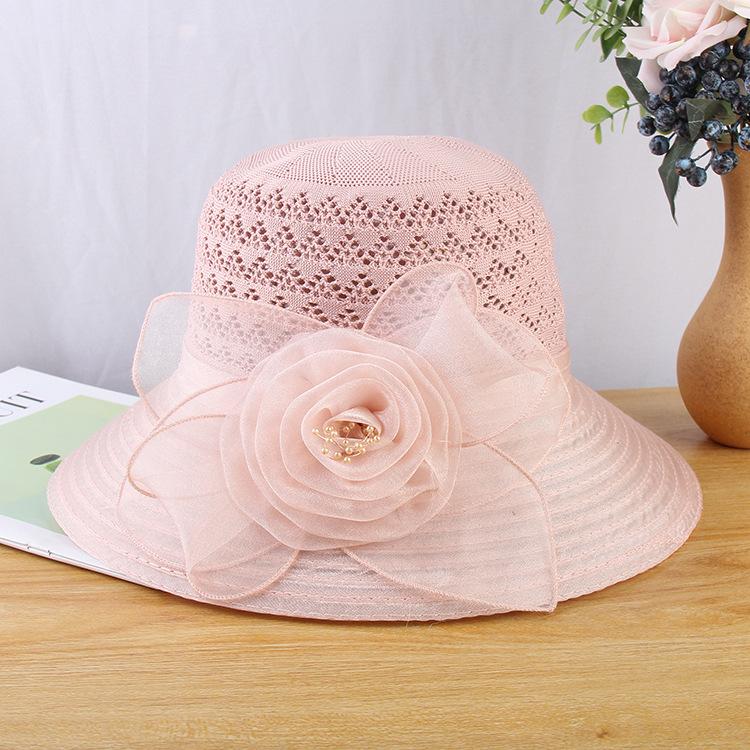 Mesh Flower Organza Fisherman's Hat Children Summer Breathable Sun Visor Elegant Dome Sun Hat