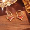 Elegant Red Zircon Earrings: High-End Fashion Jewelry for Autumn/Winter