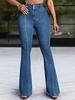 Women's High-Waisted Patchwork Flared Stretch Jeans - Spring/Autumn
