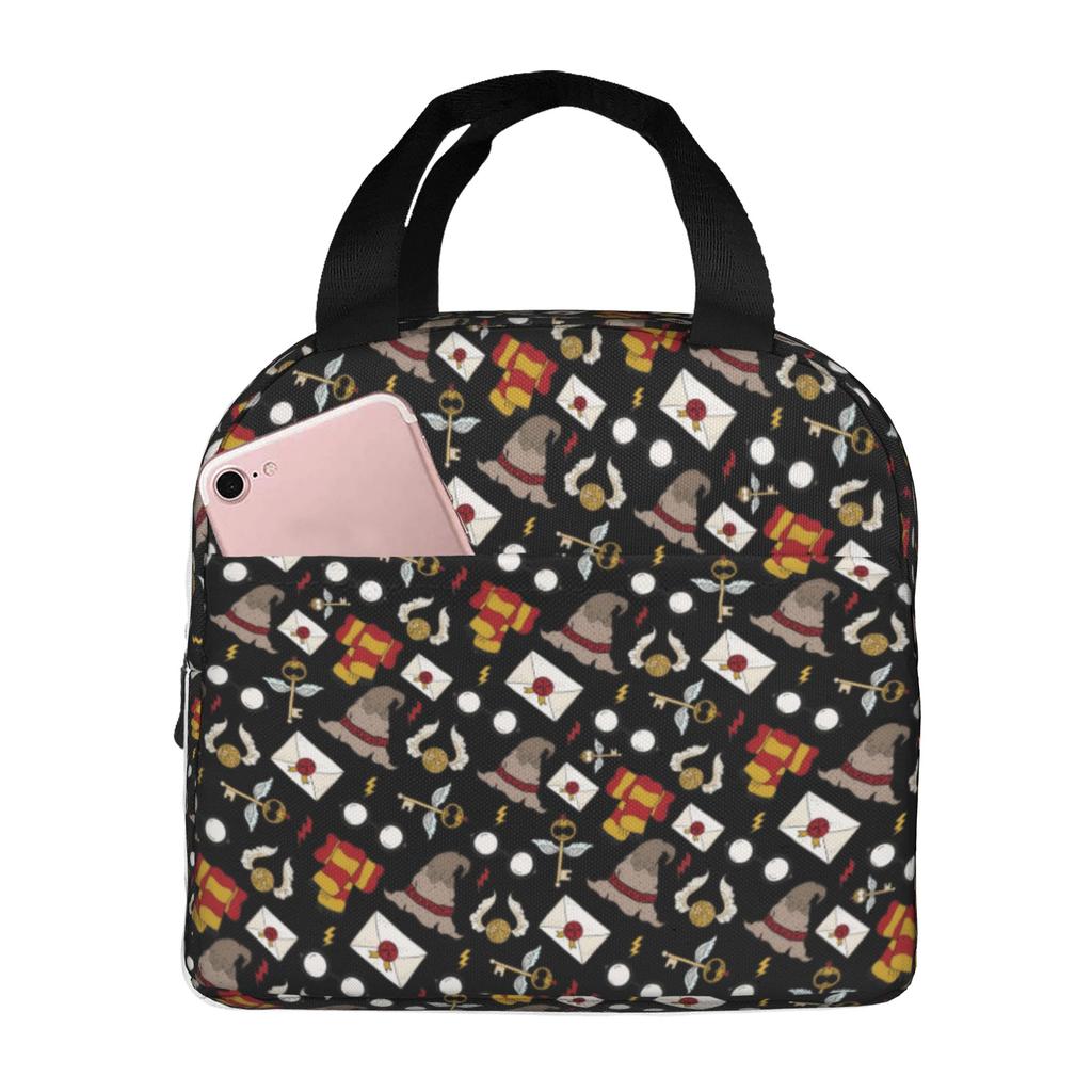 Custom H-Harryes Thermal Insulated Lunch Bag Women Men Witchcraft Portable Lunch Container for School Storage Food Box