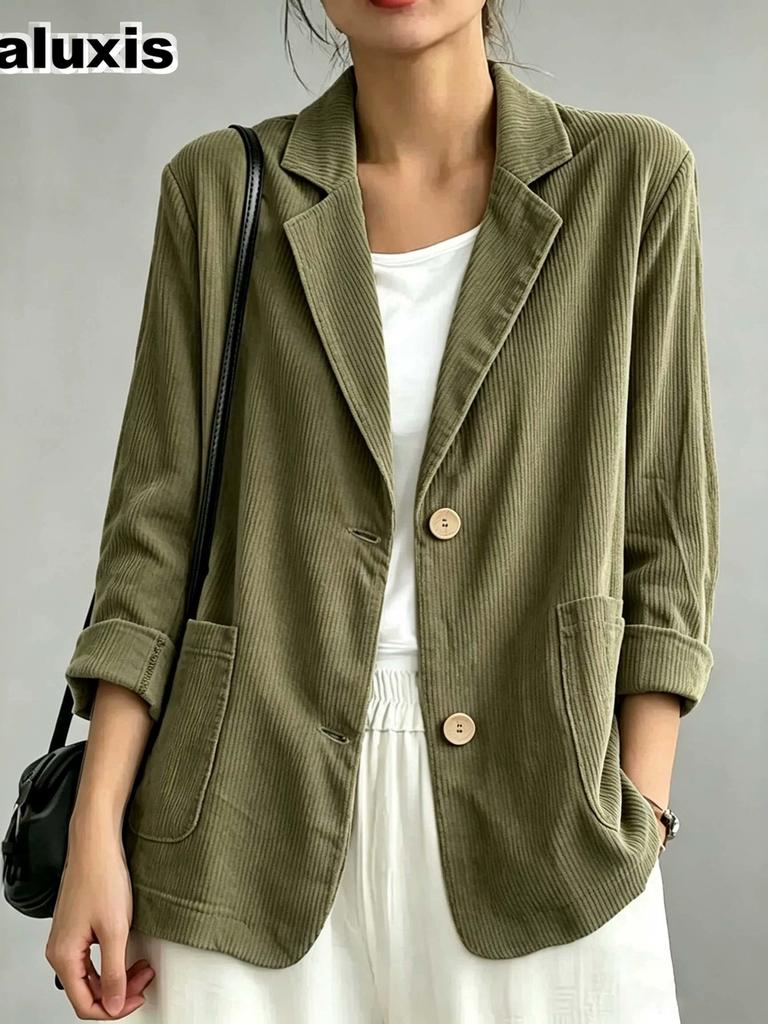 New Foreign Women's Autumn Winter Casual Versatile Temperament Vintage Corduroy Blazer