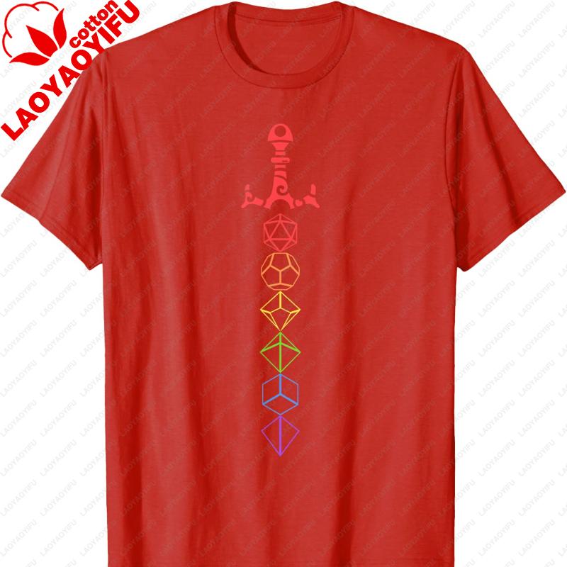 Nerdy Dice Set Collector Sword LGBT Pride TShirt Graphic T Shirts Vintage Funny Outdoors High Quality Cotton Shortsleev Tops