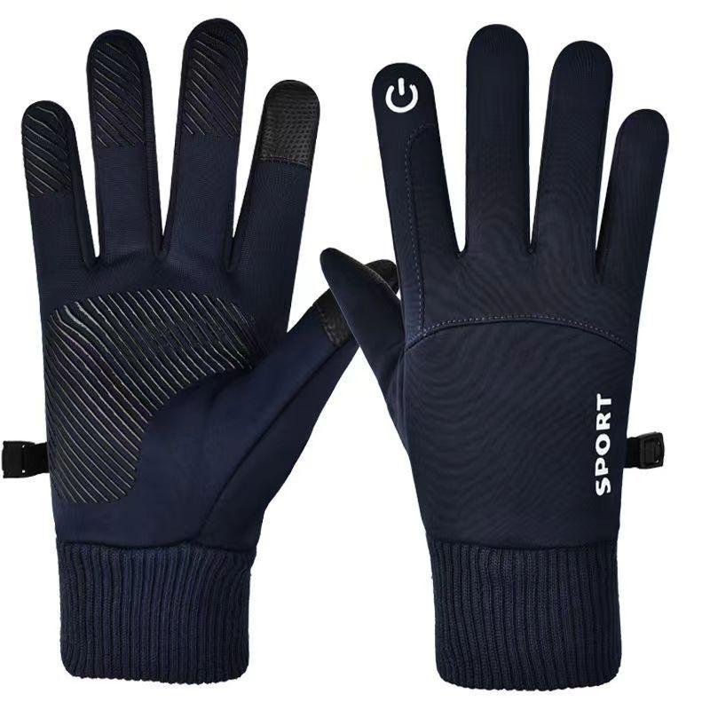 

Men Winter Warm Full Fingers Waterproof Cycling Outdoor Sports Running Motorcycle Ski Touch Screen Fleece Gloves as the picture