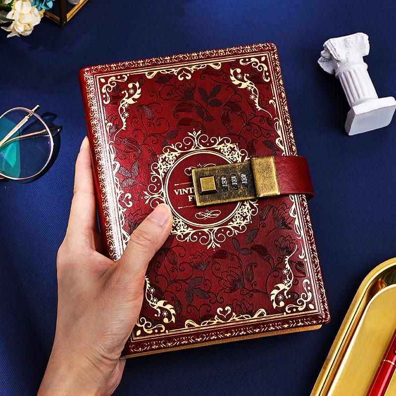 B6 Retro Codebook with Lock Diary Creative Handbook Student Notepad Stationery Notebook