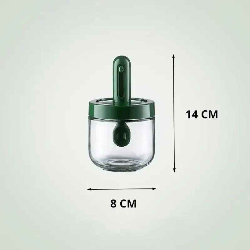 

2025 New 1pc Glass Seasoning Bottle With Telescopic Spoon Household Kitchen Salt Storage Box Leak Proof and Moisture-proof