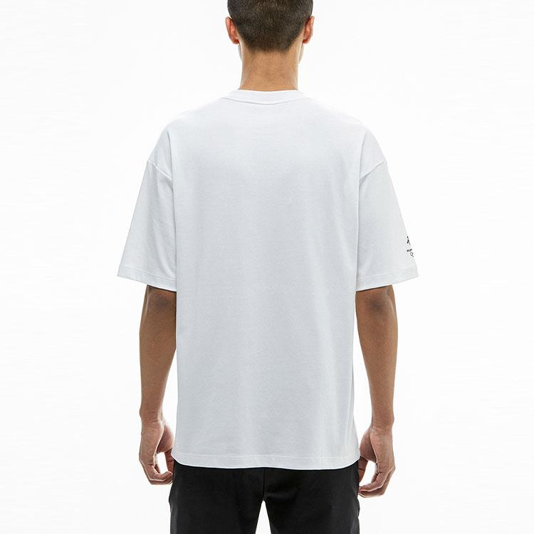 Anta National Flag Print Round Neck Sports Short Sleeve T-Shirt Unisex Tops White 152130132-1