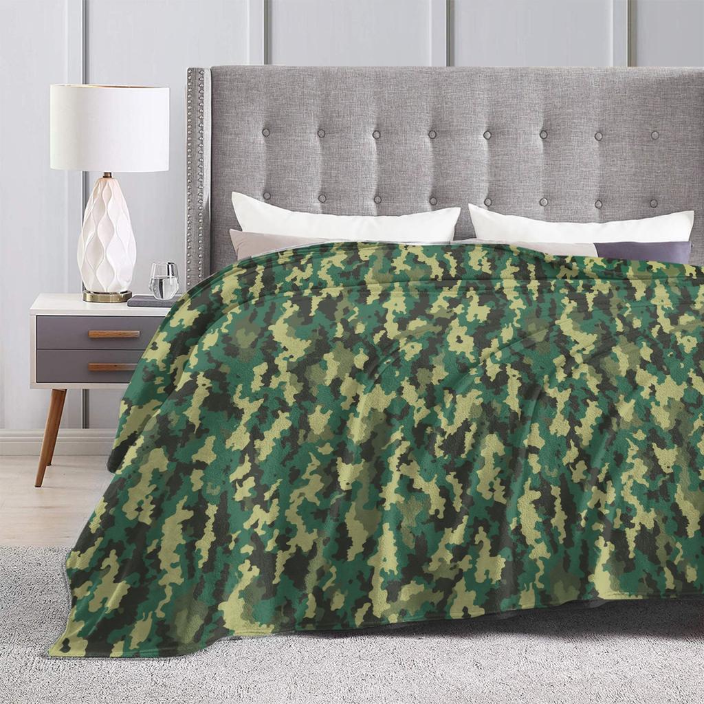 Camo Camouflage Blanket Coral Fleece Plush Print Portable Warm Throw Blanket for Home Outdoor Bedspread
