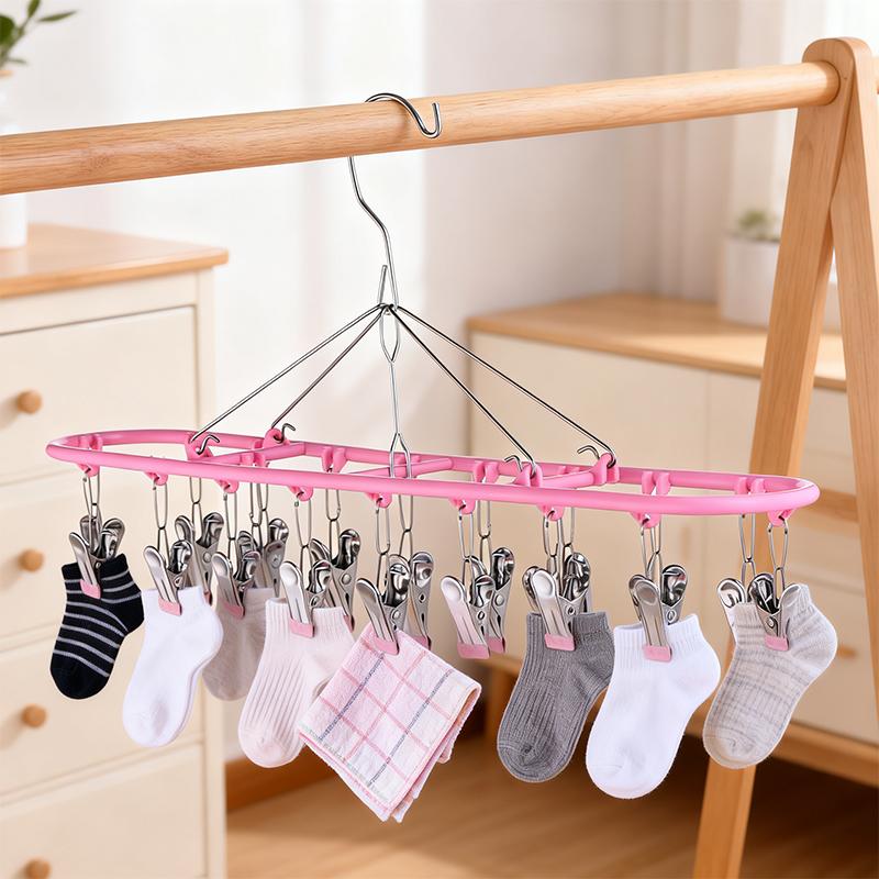 Edelstahl Kleiderständer Sockenhalter Mit 20 Clips Winddicht Multi Clip Wäscheständer Für Unterwäsche Socken Balkon Aufbewahrungsständer