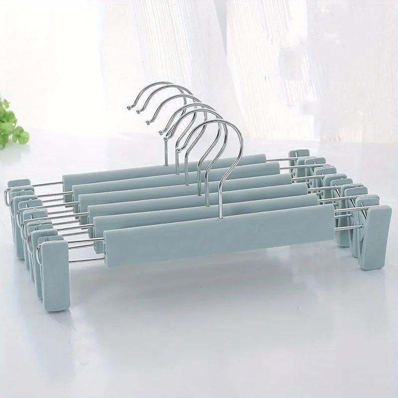 Home frosted plastic trouser rack strong seamless clip hangers to dry clothes