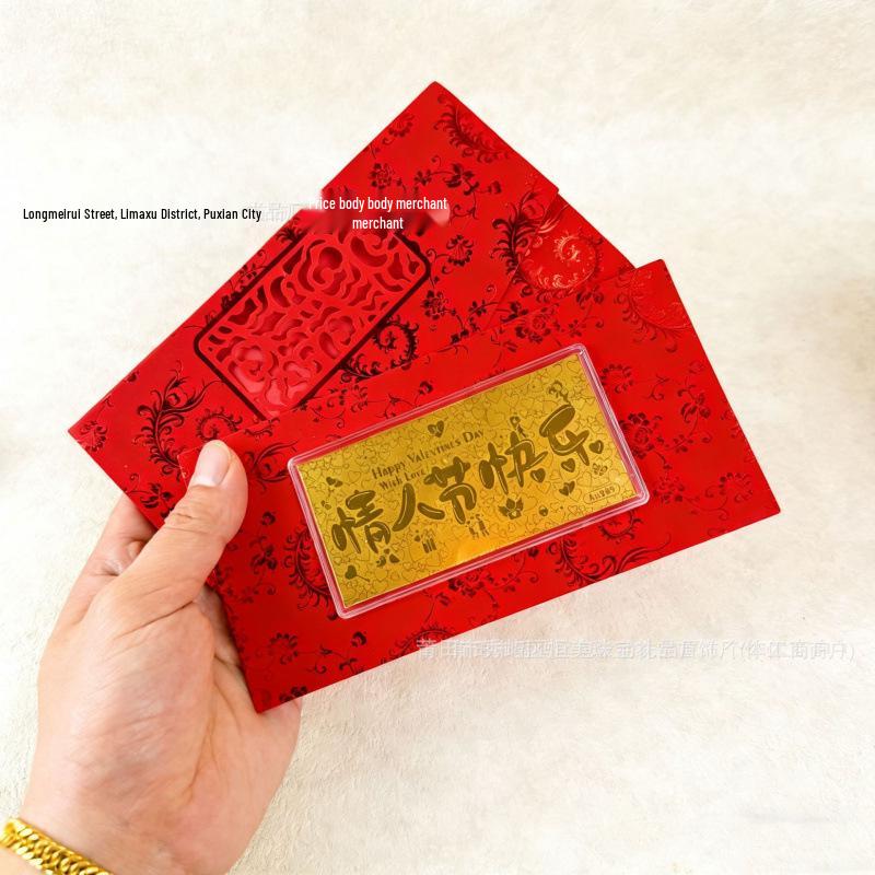 Pure Gold Horse Year Banknote: Gold Foil Red Envelope Souvenir for New Year Celebration and Store Anniversary