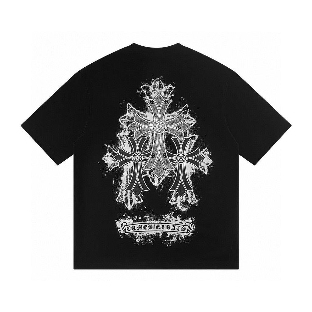 W389 CHROME HEARTS 2026 Summer New High Quality Cotton Round Neck Loose Large Size T-shirt Couple T-shirt