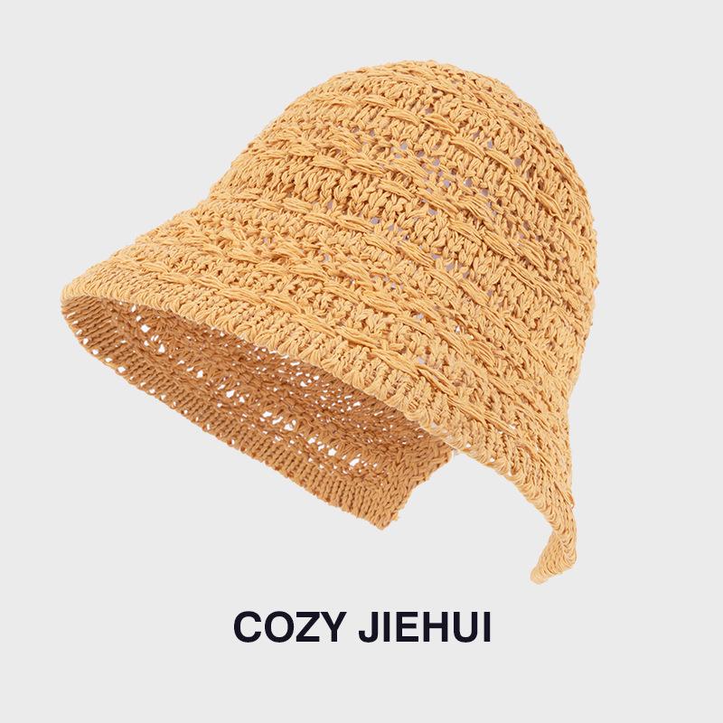 Women's Breathable Knit Bucket Hat - Spring/Summer Sun Protection, High-End Fisherman Style 2025