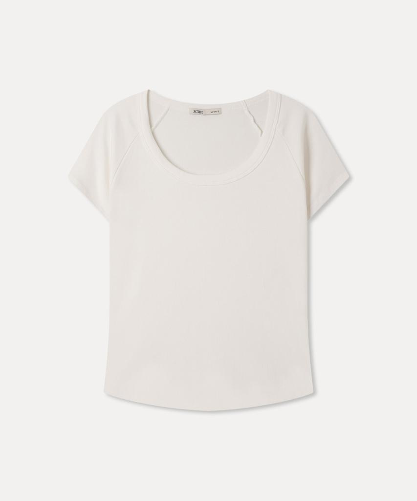 MIXXO Ribbed U-Neck Short Sleeve T-Shirt_Miwhwg410A