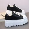 Fashion 8CM Leather Flats Casual Dad Shoes Chunky Sneakers 2025 Women Platform Sports Shoes Ladies Skateboard Hidden Heels Shoes Tennis
