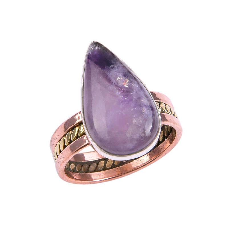 Natural Tiffany Stone Gemstone Two Tone 925 Sterling Silver Gift Ring S.10 h4w53
