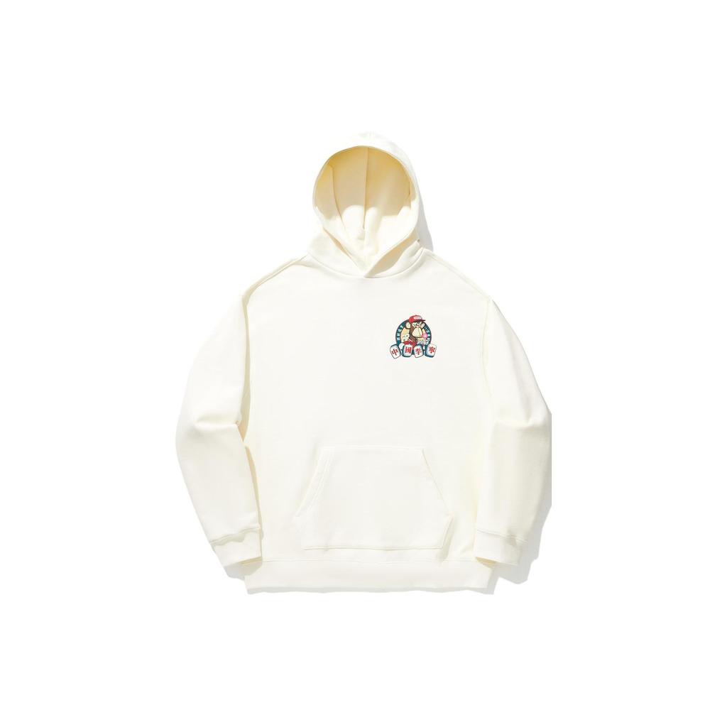 Li Ning Reignite Series Boring Ape Trend Sports Club New Year Limited Loose Pullover Hoodie Unisex Hoodie Off-White AWDU909-1