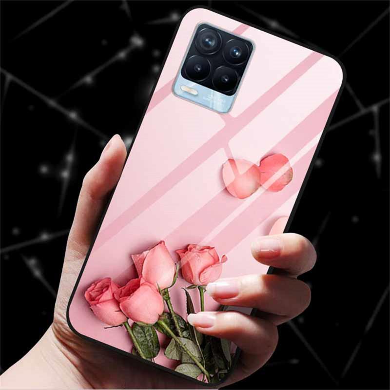 For Realme 8 Case Tempered Glass Hard Back Cover Case For Realme 8 5G 8i Realme 8 Pro Phone Case Cover Realme8 Pro Soft Bumper