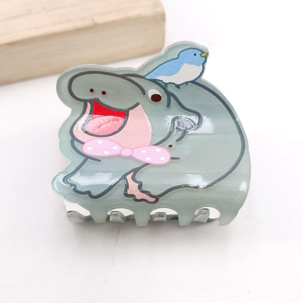 Cute Miss Hippo Hair Claw Flower Acrylic Small Shark Clip Set Headwear Geometry Cartoon Capybara Hair Clip For Girls