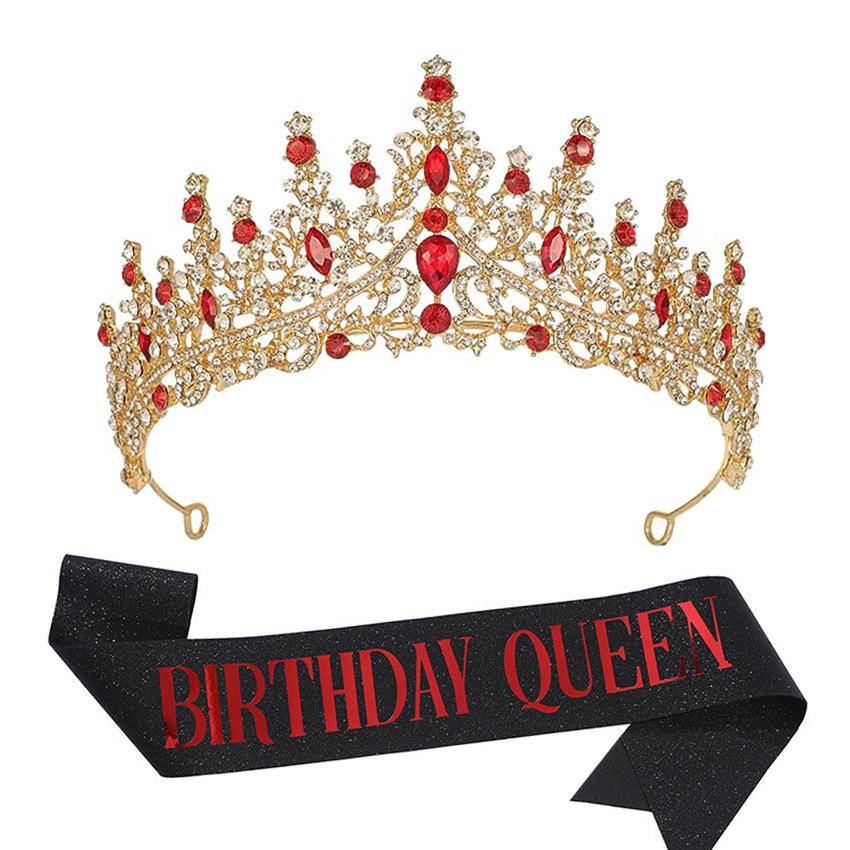 Luxury Crystal Crown & Sash Set for Birthday Girl