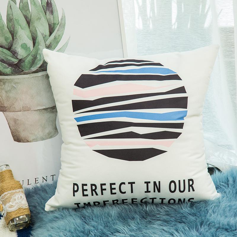 Geometric Pink Simple Fashion Pillow Modern Letter Cushion Ins Small Fresh Pillow Case Sofa Cushion Pillow