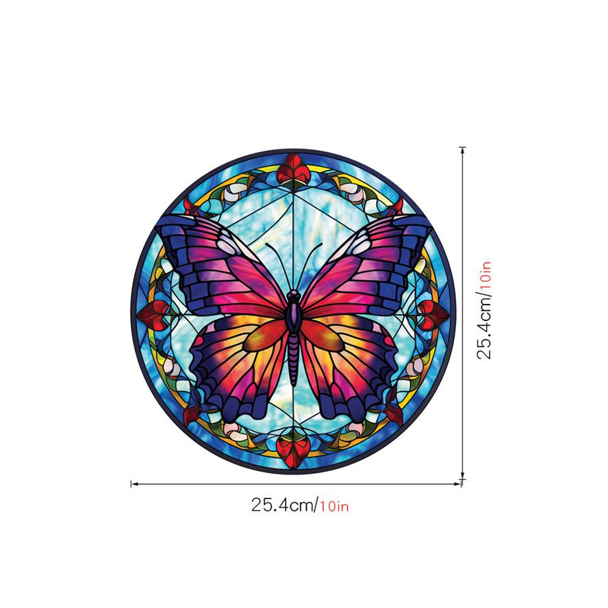 New Antique Color Dyed Hummingbird Iris Japonica Window Glass Electrostatic Sticker Detachable Decorative Film Home Decorations