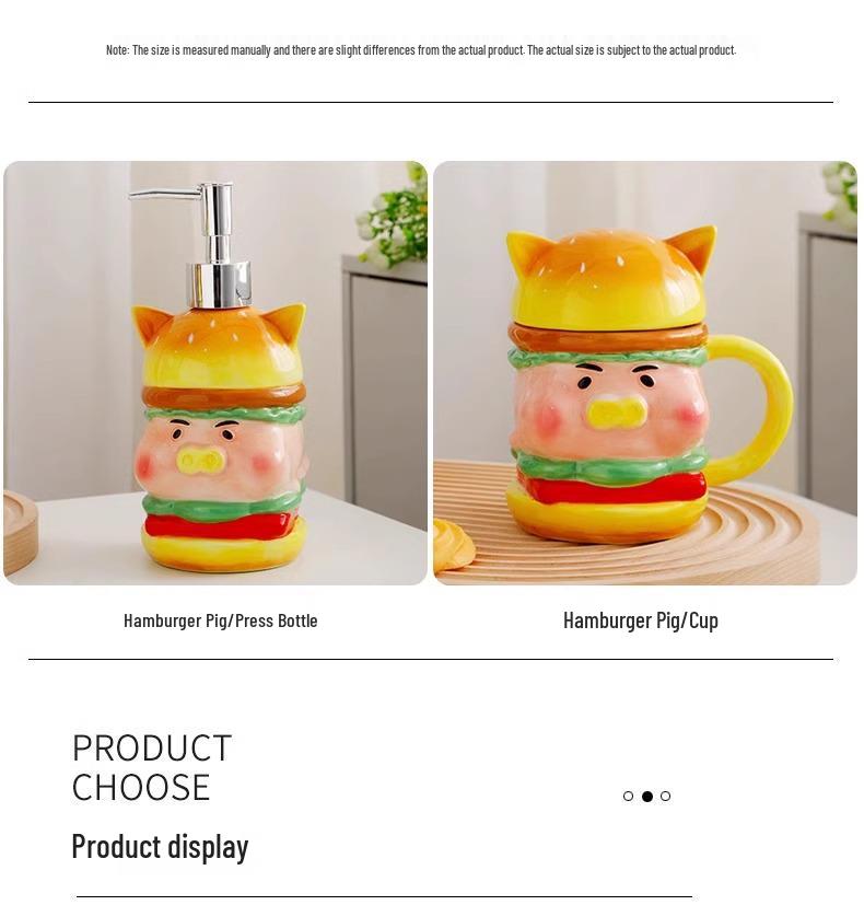 Cute Ceramic Pig Soap Dispenser for Bathroom