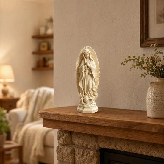 Virgin Mary Statue, Religious Resin Sculpture, Blessed Holy Mother Figurine for Catholic Home Desk Decor