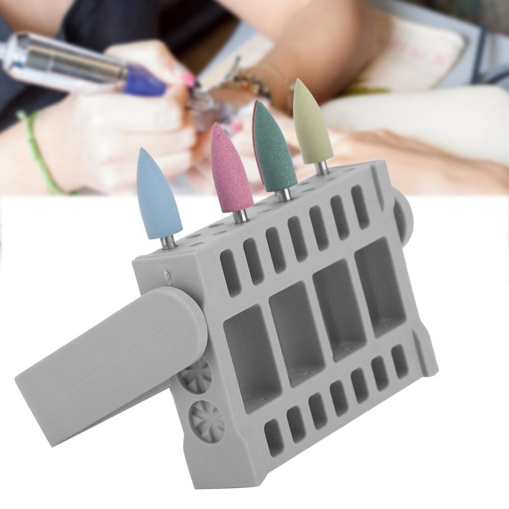Foldable Bracket Style Nail Grinding Head Storage Box Desktop Arrangement For Nail Salon Tools