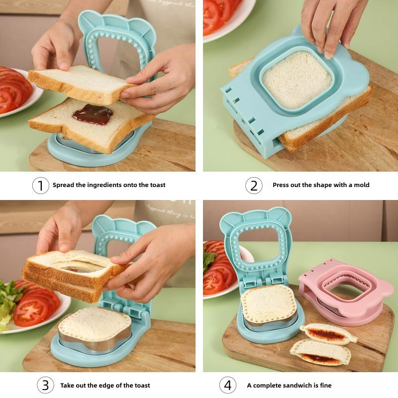 Sandwich Cutter and Sealer Flip Sandwich Cutting Tool for Kids Lunch Stainless Steel Blade Circular Sandwich Bread Toast Mold