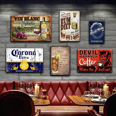 Guinness Corona Cocktail RUM Kovové vývěsní štíty Plechová cedule Vintage vzhled Domácí Bar Dekorace Doplňky Nástěnné umění Plakáty a obrázky