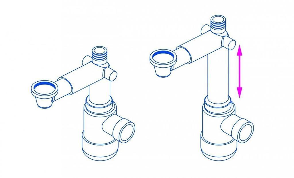 Space-saving telescopic siphon - space saver
